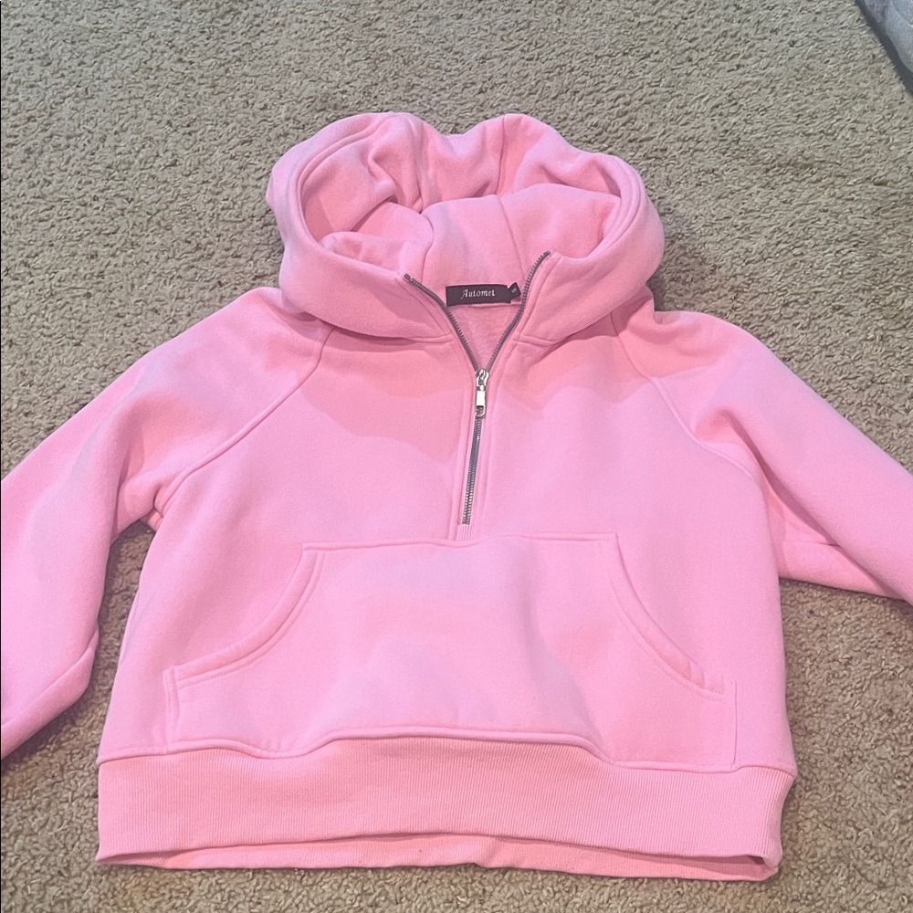 Cropped light pink quarter zip hoodie